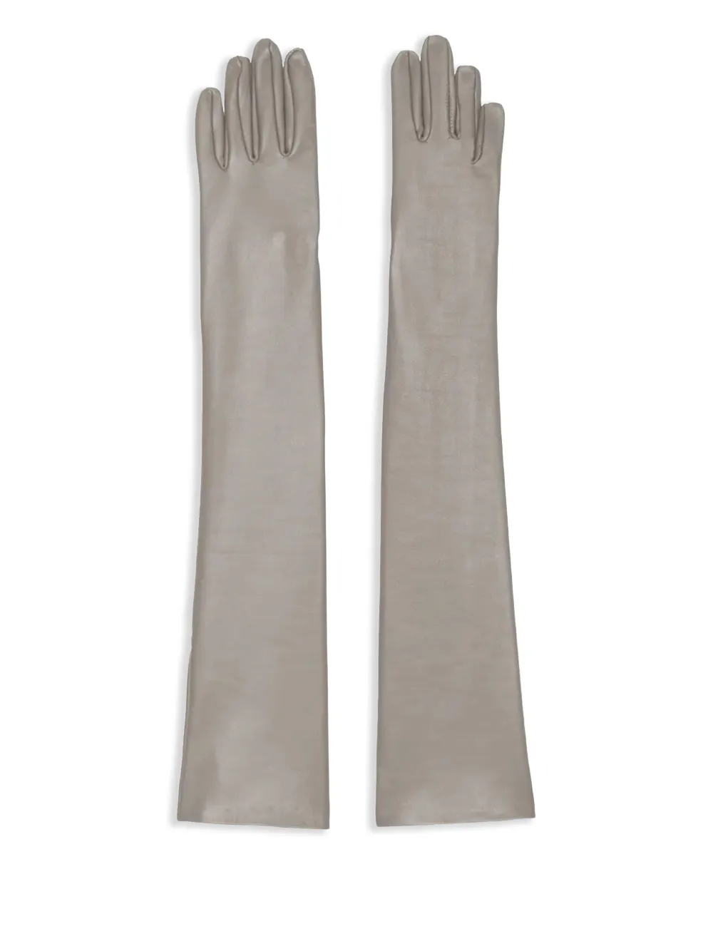 The Frankie Shop Lange leren handschoenen Grijs