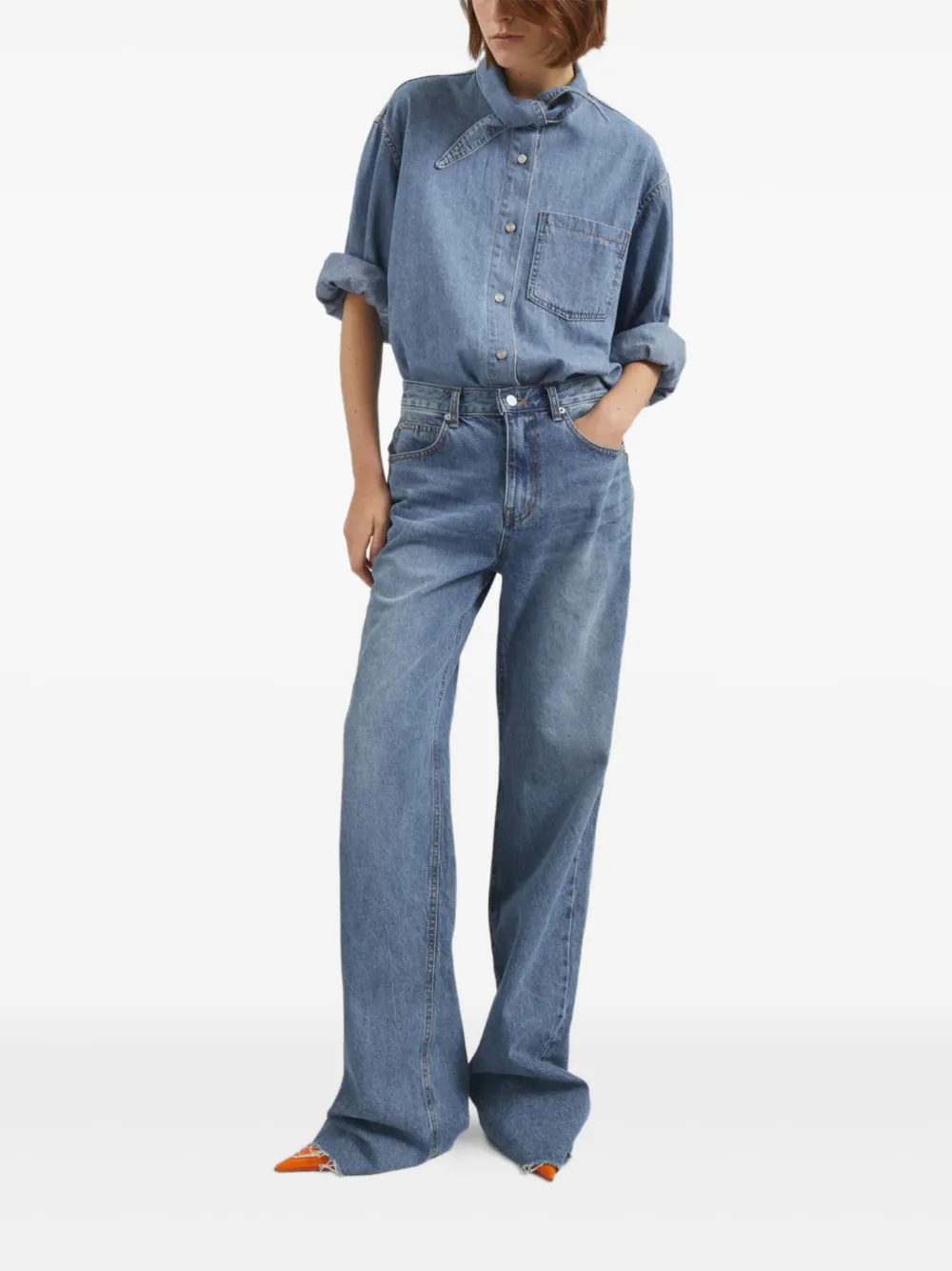 The Frankie Shop Dalston jeans met franje - Blauw