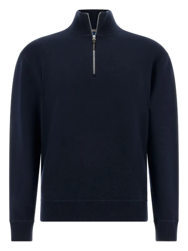 Boggi Milano Wool/Cashmere Half Zip Jumper Blue FARFETCH