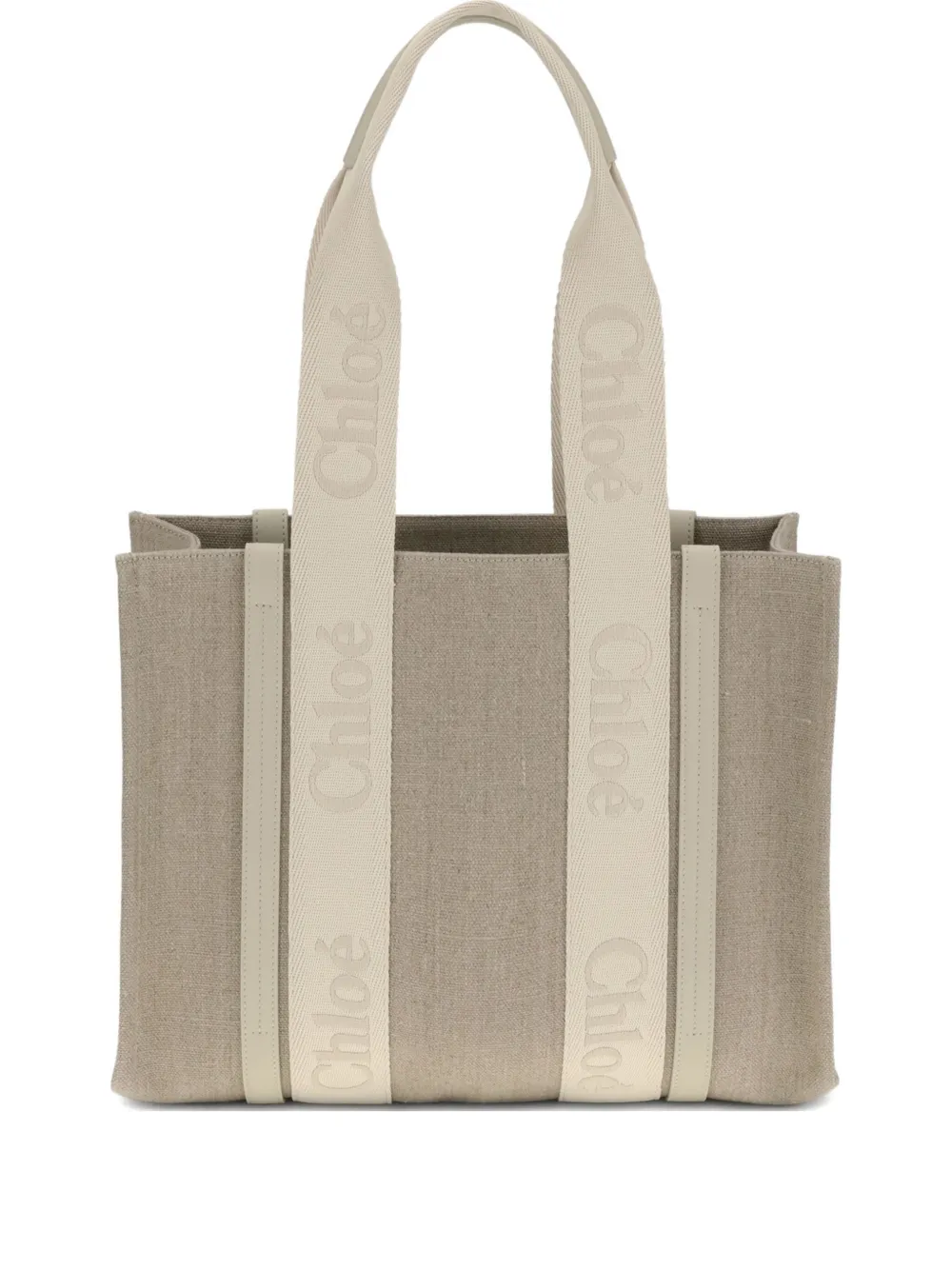 Chloé Refined Linen Tote Bag With Leather Extensions In Neutral