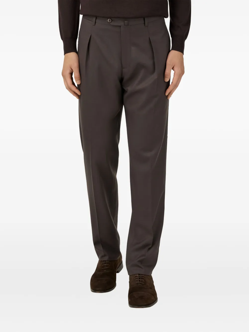 Boggi Milano Straight wollen plooibroek Bruin