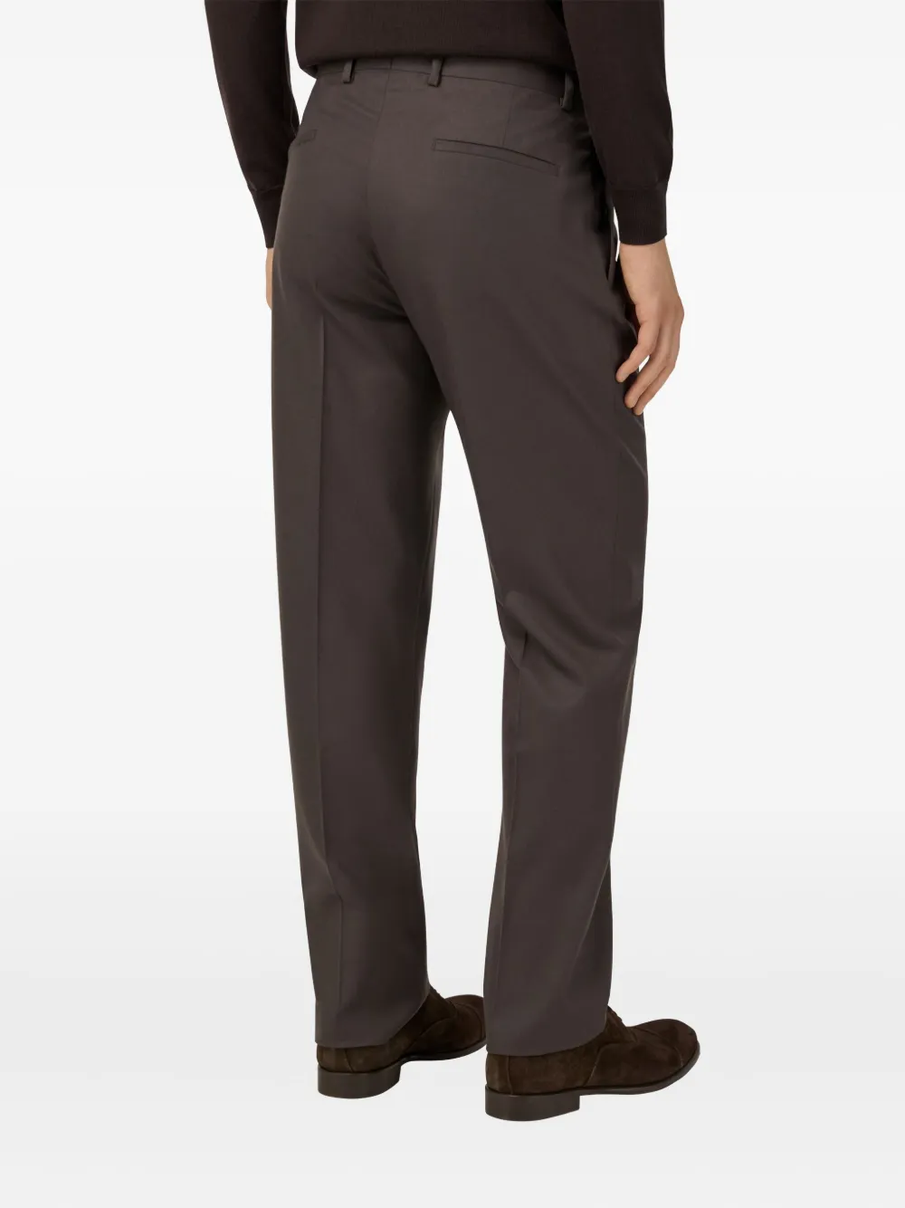 Boggi Milano Straight wollen plooibroek Bruin