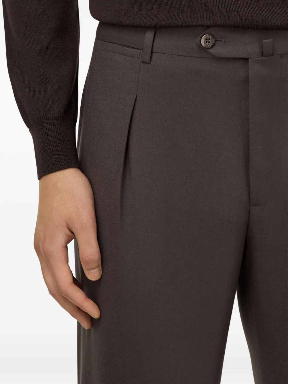 Boggi Milano Straight wollen plooibroek Bruin