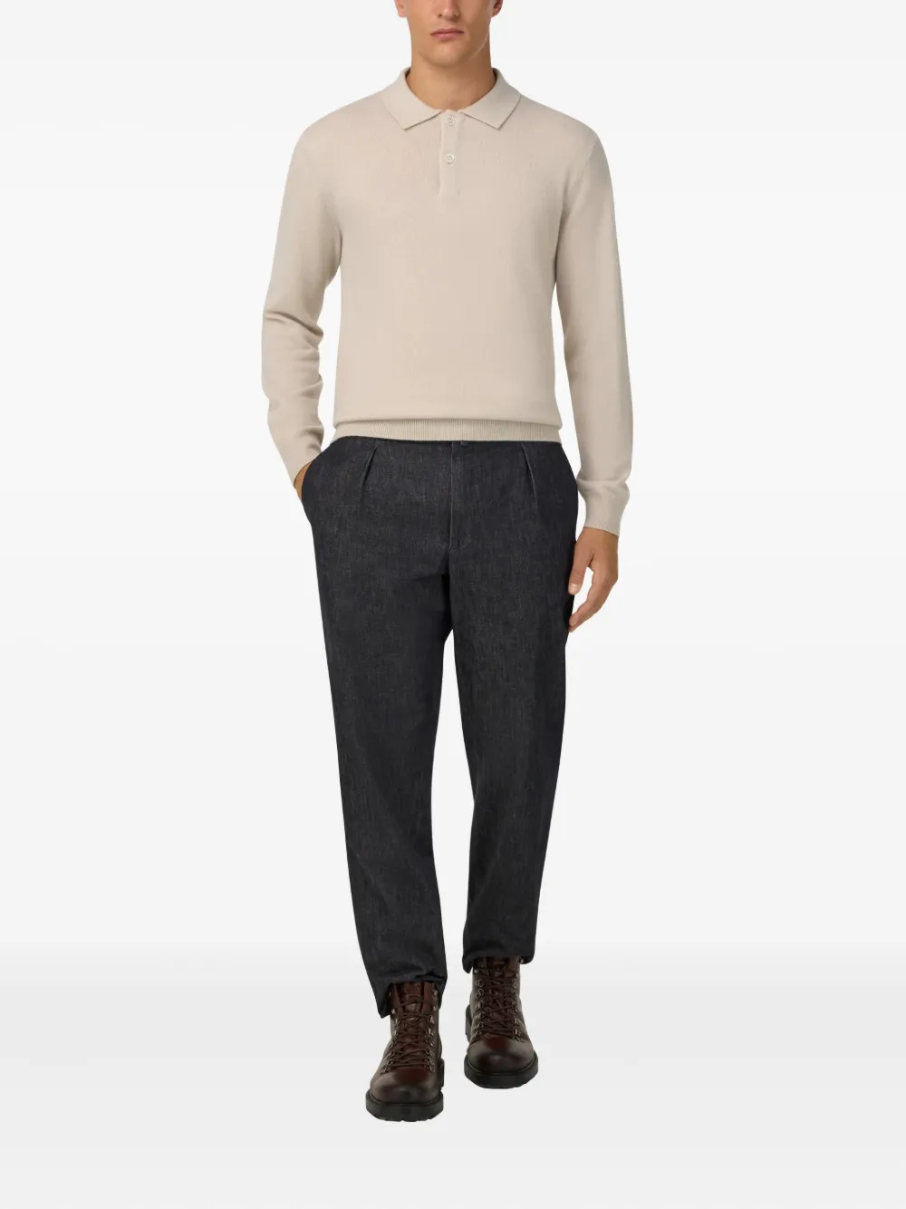 Boggi Milano pleated side-darts straight-leg trousers - Zwart