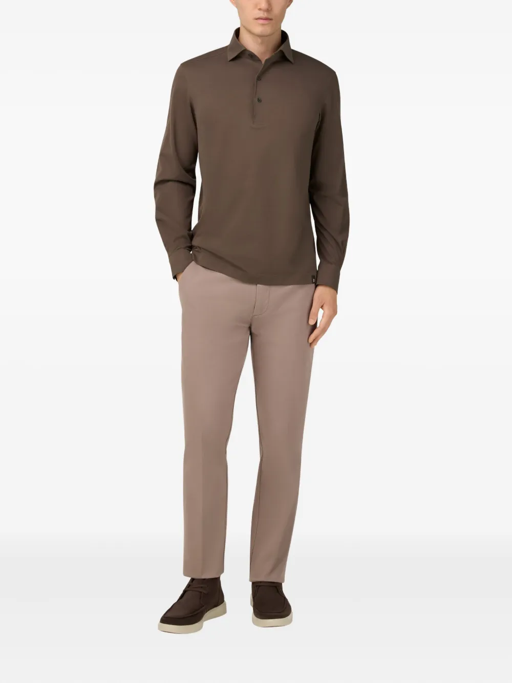 Boggi Milano cotton straight-leg trousers - Beige