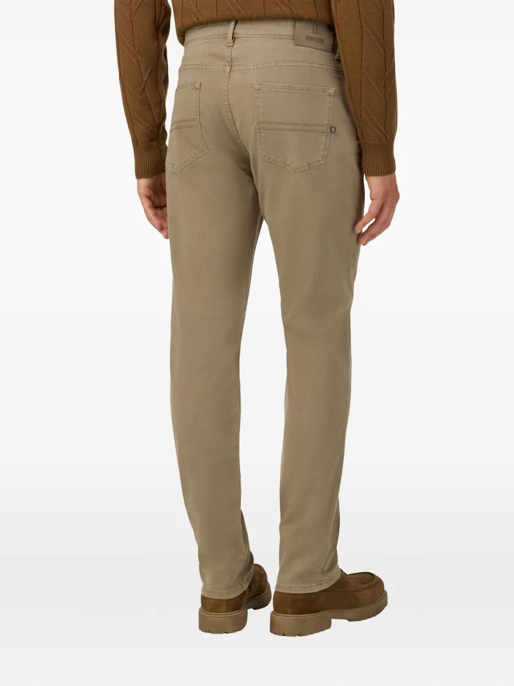 Boggi Milano Slim-fit jeans met knopen Beige
