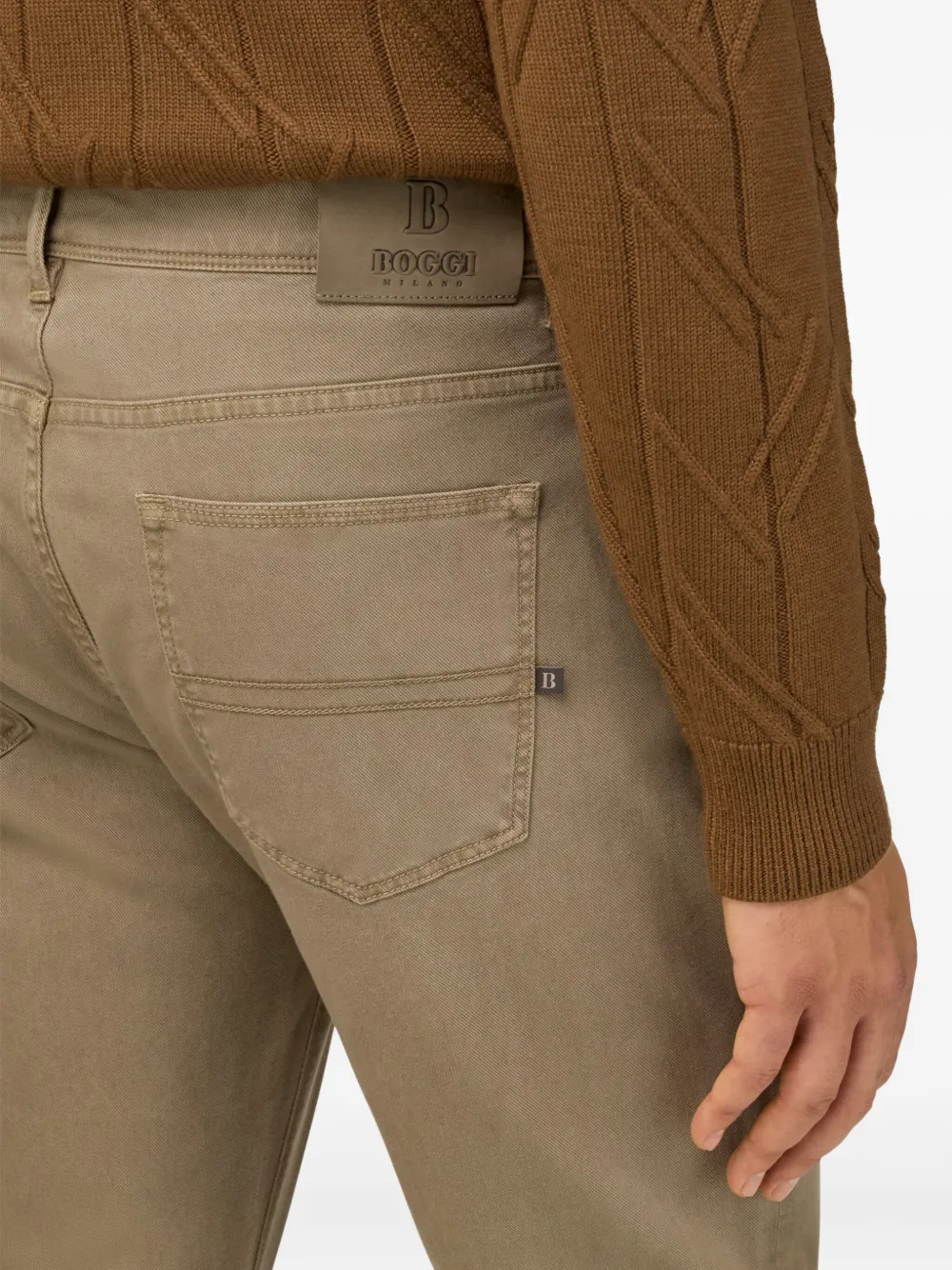 Boggi Milano Slim-fit jeans met knopen Beige