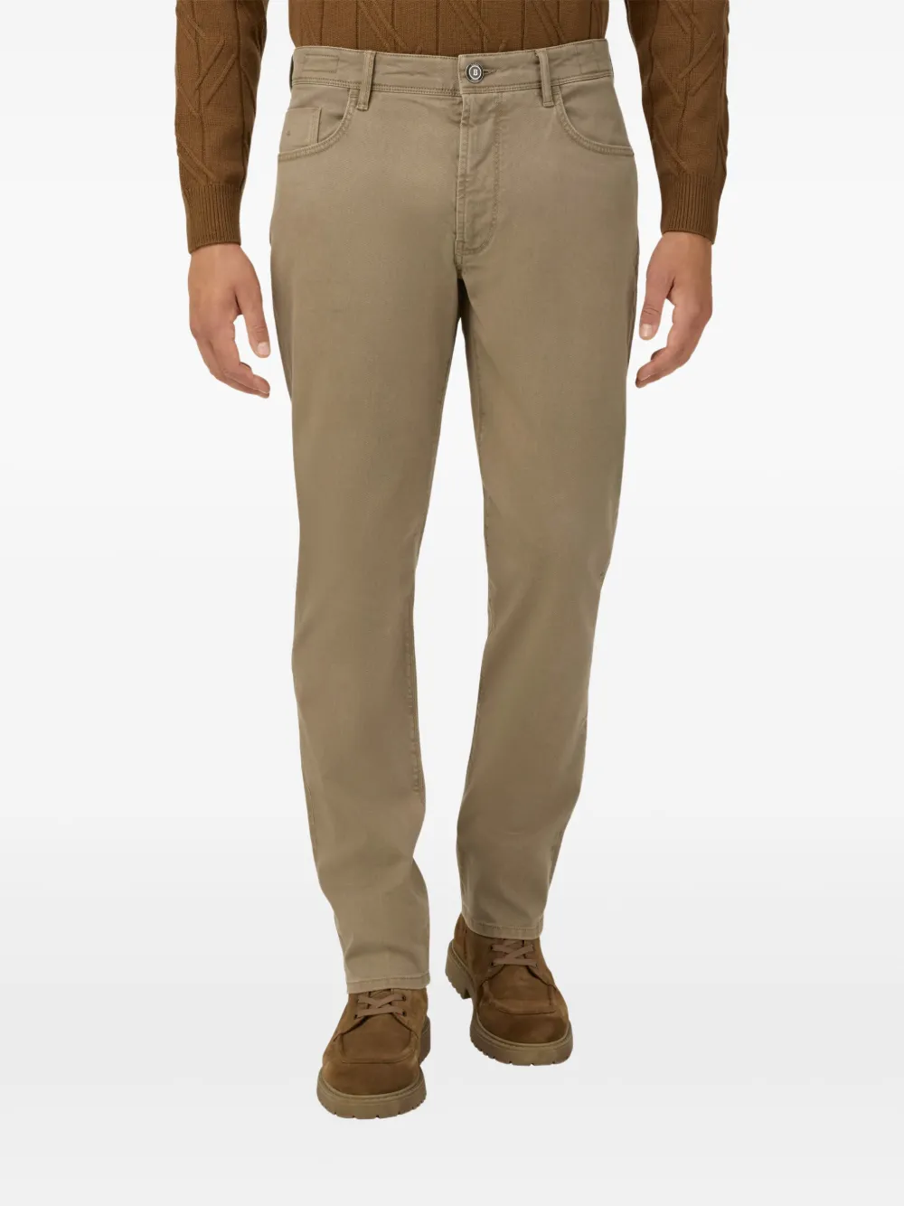 Boggi Milano Slim-fit jeans met knopen Beige