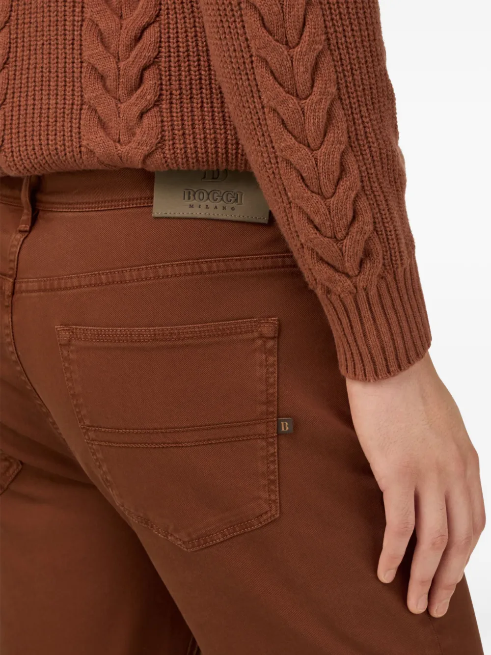 Boggi Milano Slim-fit jeans met knopen Bruin
