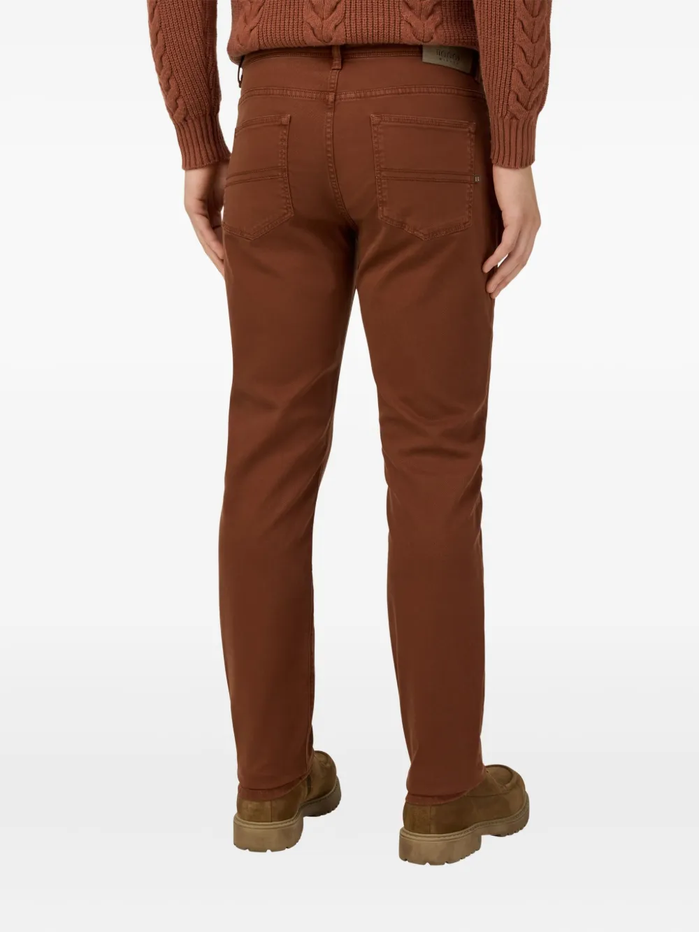 Boggi Milano Slim-fit jeans met knopen Bruin