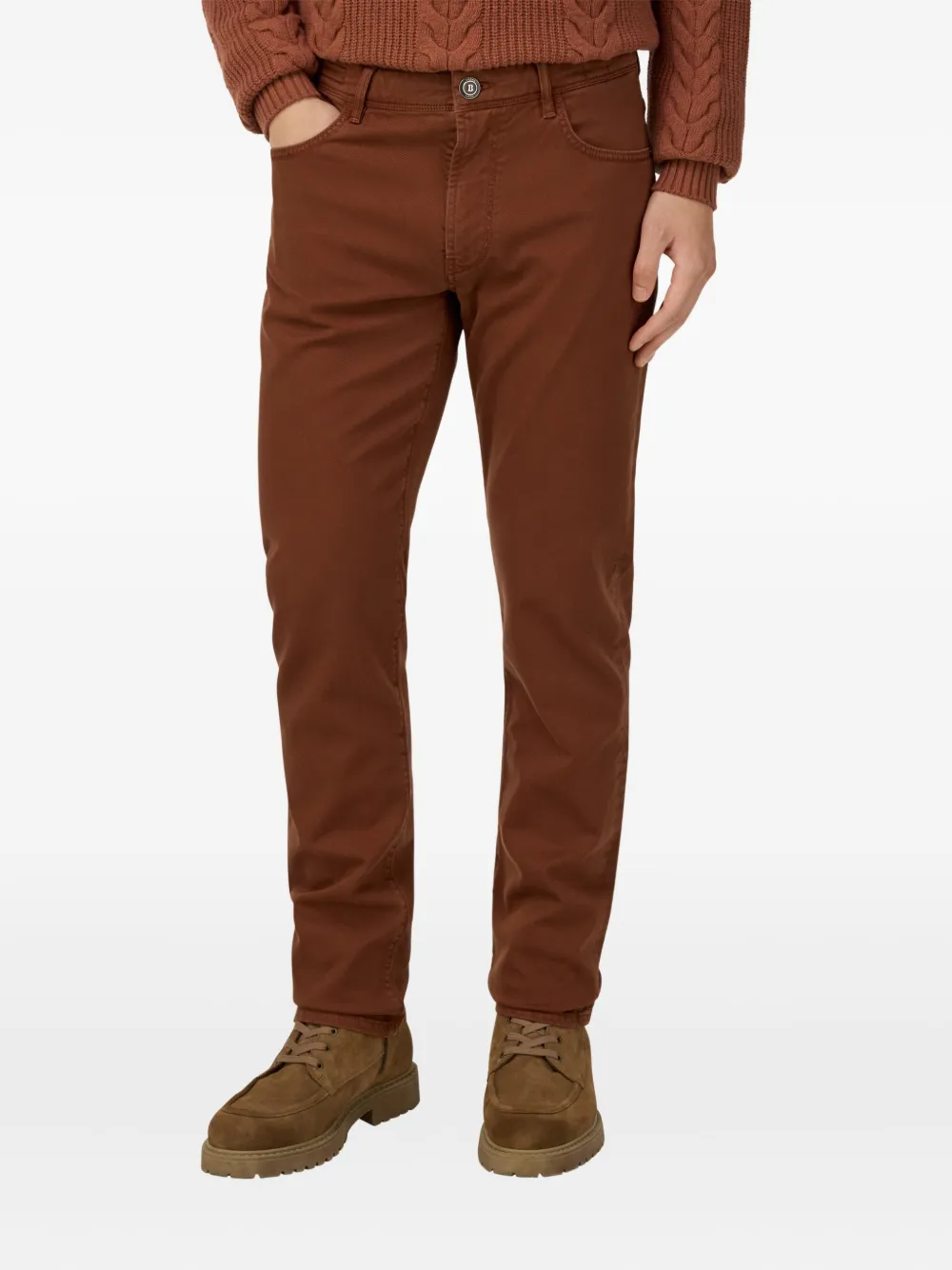 Boggi Milano Slim-fit jeans met knopen Bruin