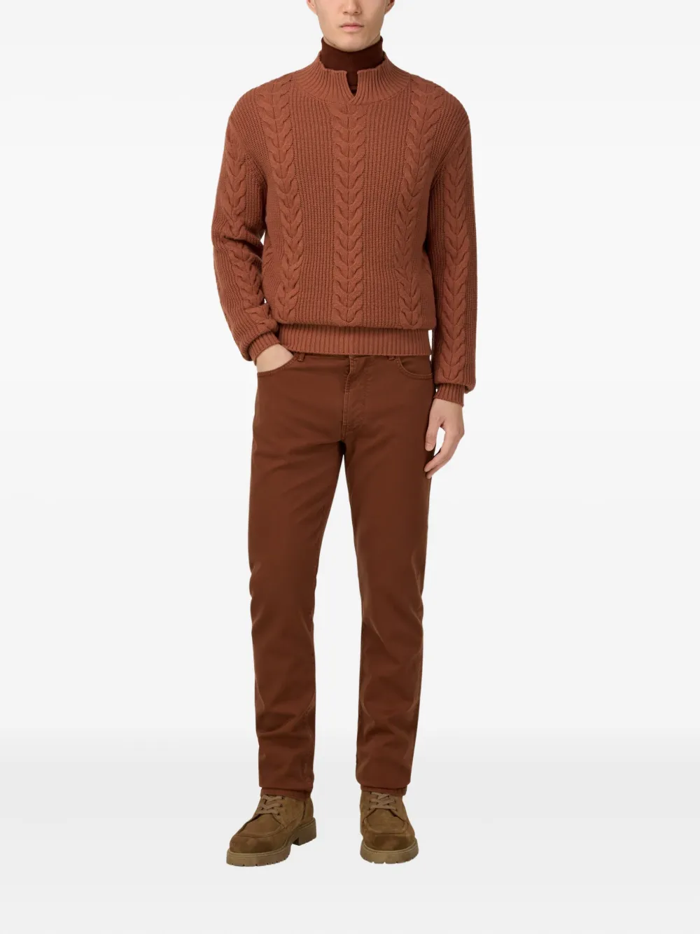 Boggi Milano buttoned slim-fit jeans - Bruin