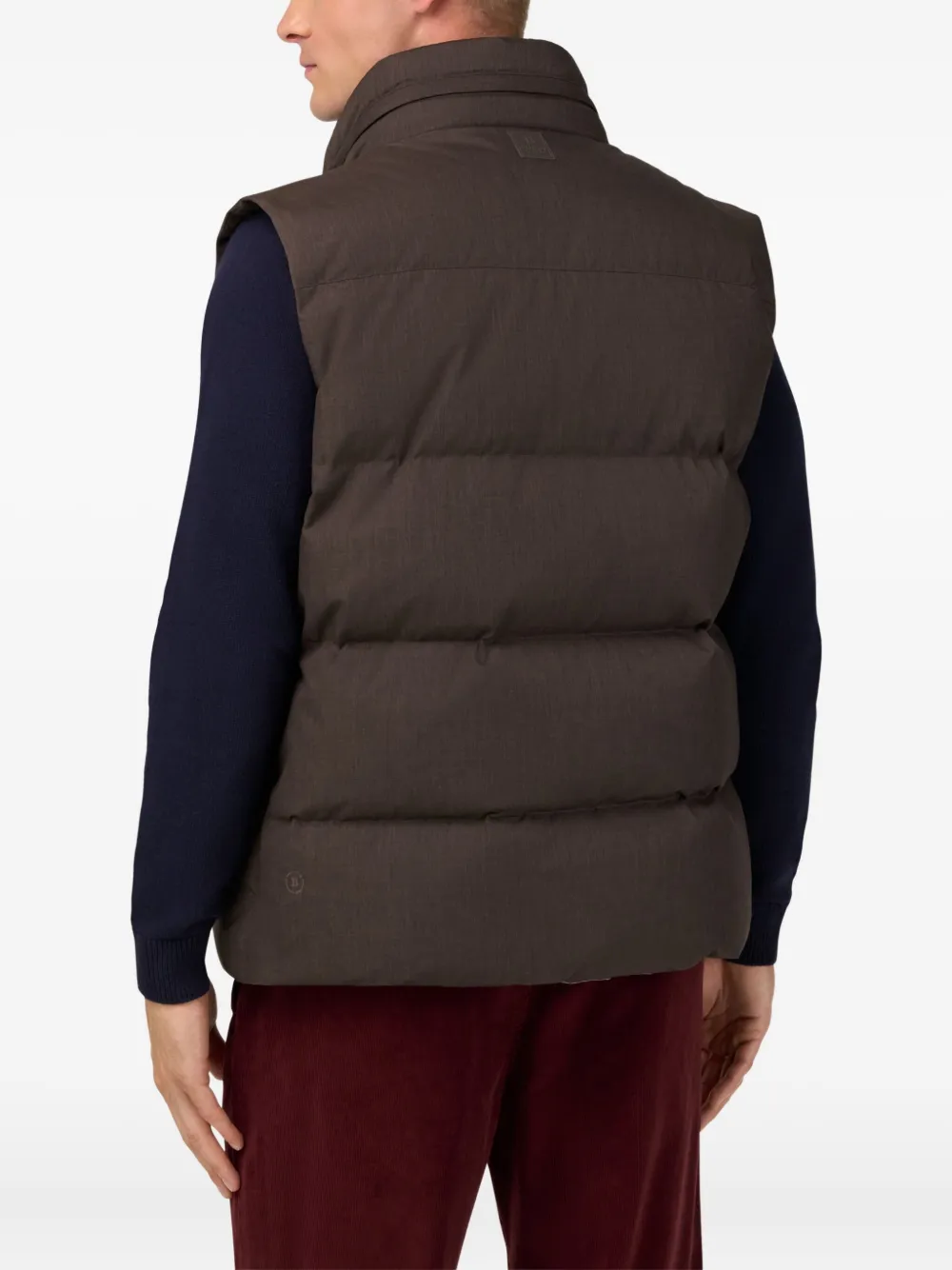Boggi Milano Gilet In Technical Fabric With Goose Down In Brown