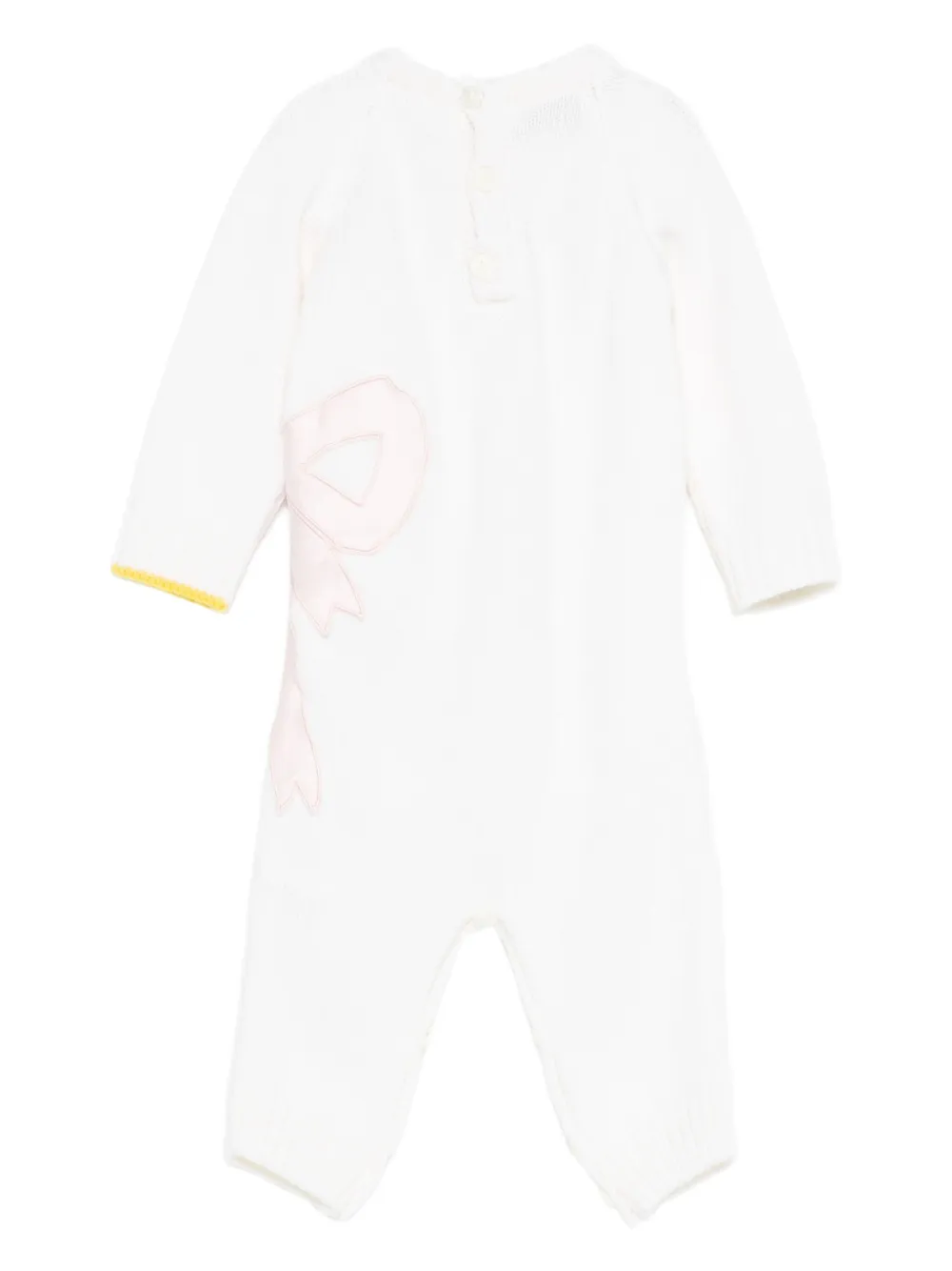 Gensami kids bow-applique knitted jumpsuit - Wit