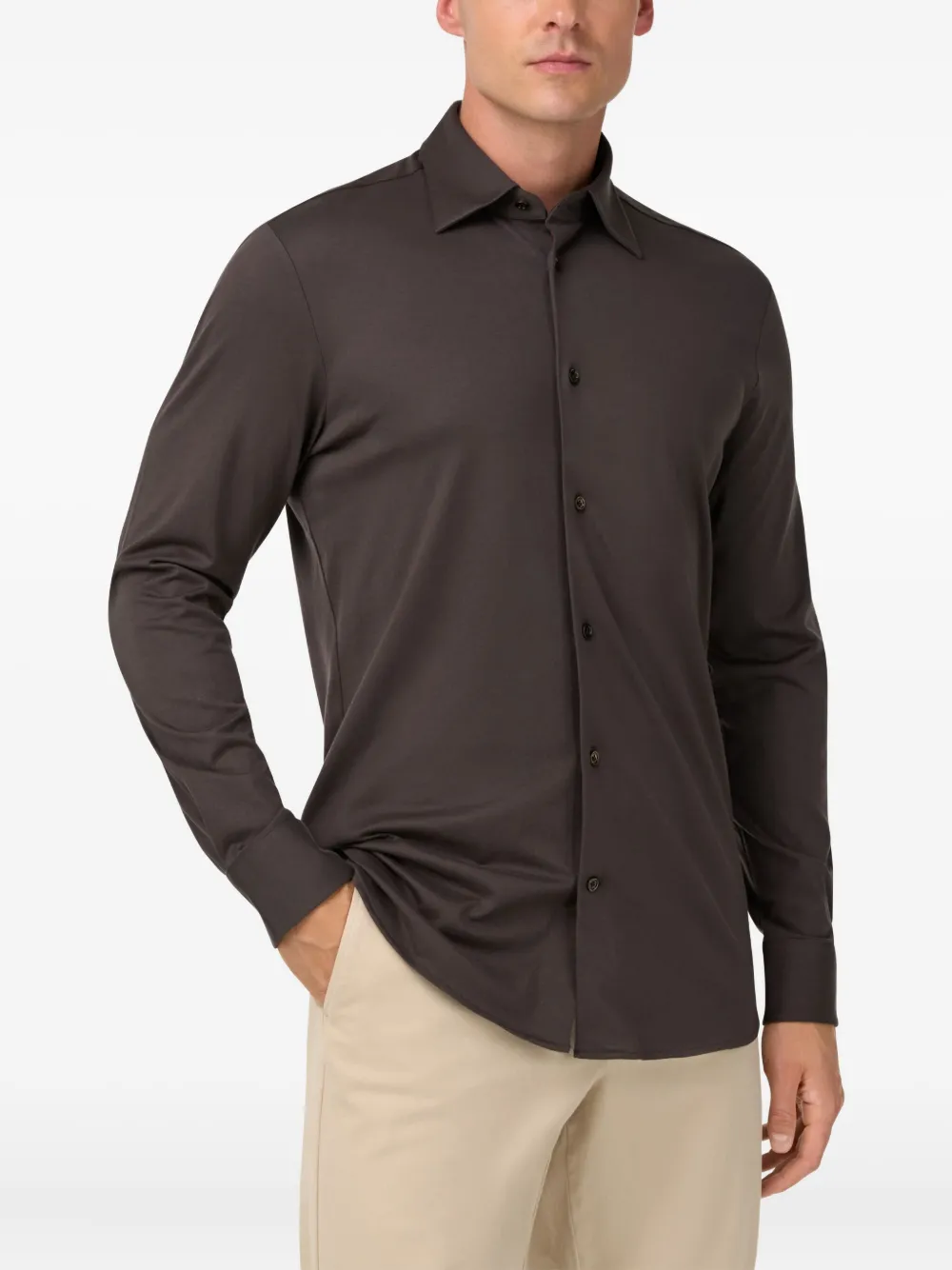Boggi Milano Regular Fit Cotton And Silk Polo Shirt In Brown