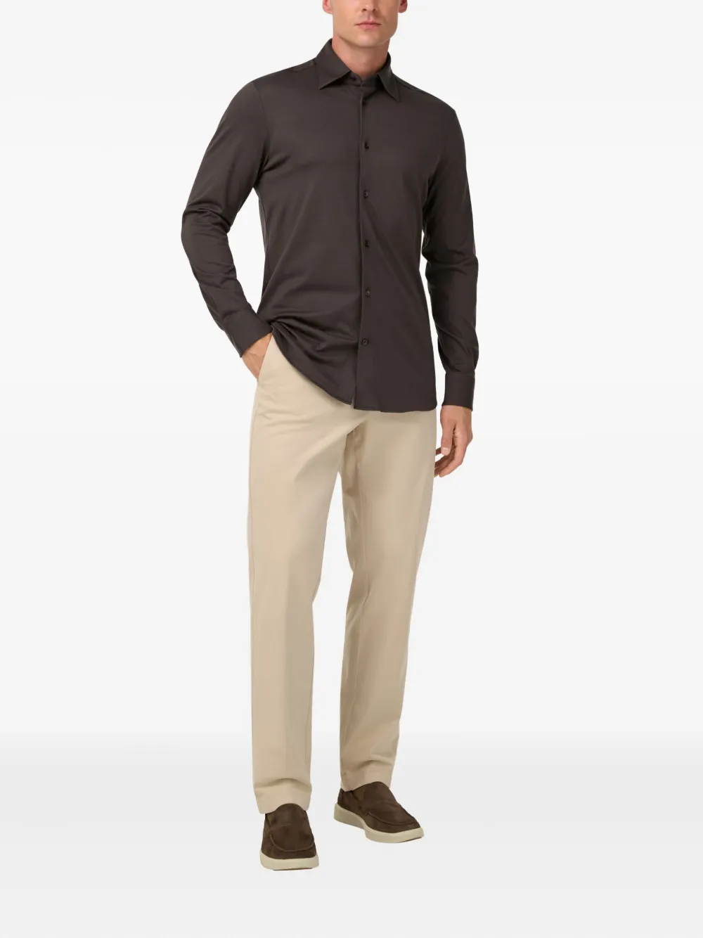 Boggi Milano Regular Fit Cotton And Silk Polo Shirt In Brown