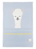 Gensami kids llama-intarsia knitted blanket - Blue
