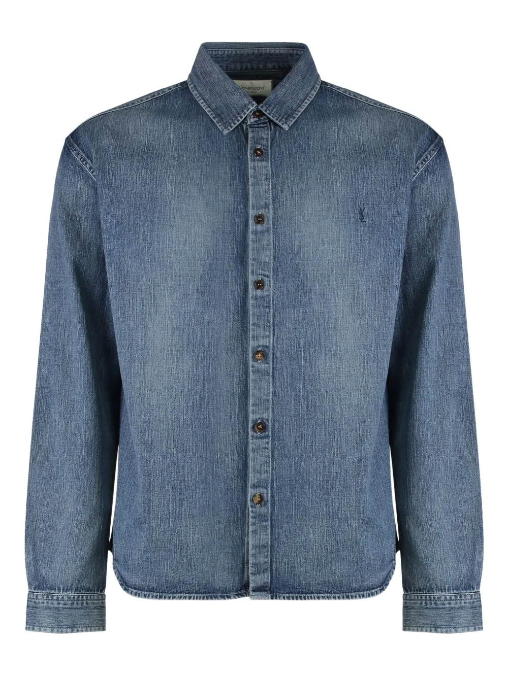 Saint Laurent Casual Denim Long Sleeve Shirt In Blue