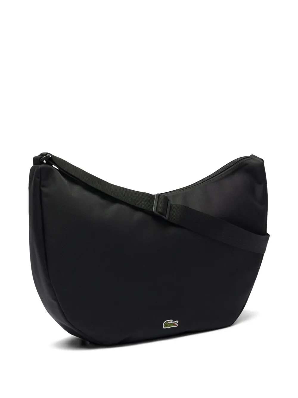 Lacoste Crescent-shaped Zip-top Cross Body Bag In Black