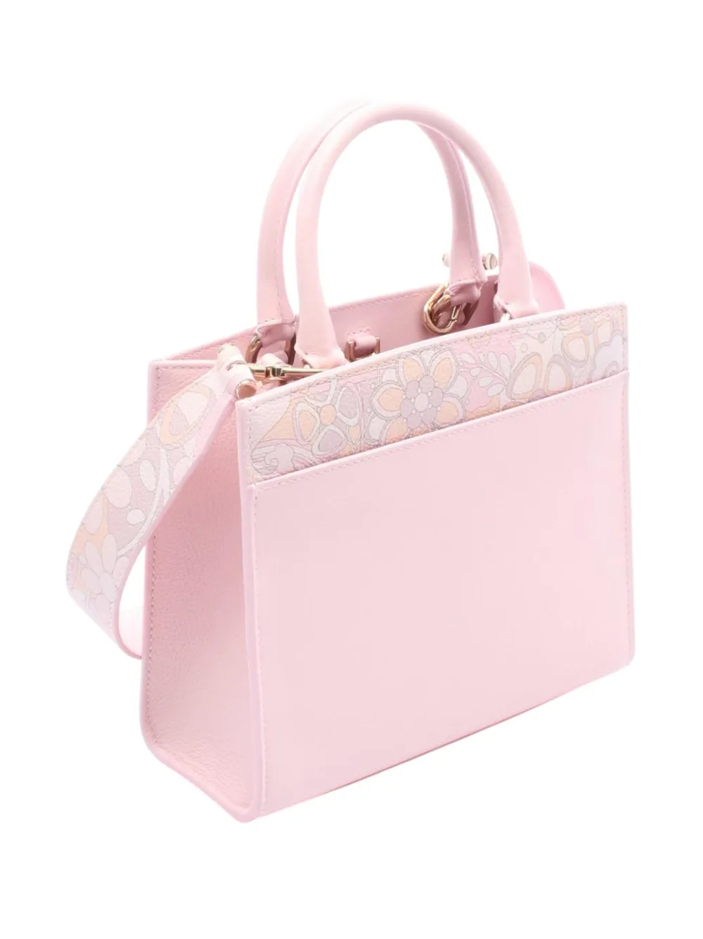 Pre-owned Bvlgari 2010-2025 Floral Print Leather Logo Satchel In Pink