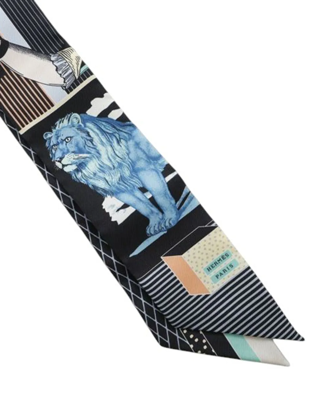 Pre-owned Hermes 2020-2025 Grand Theatre Nouveau Silk Twilly Scarf Scarves In Black