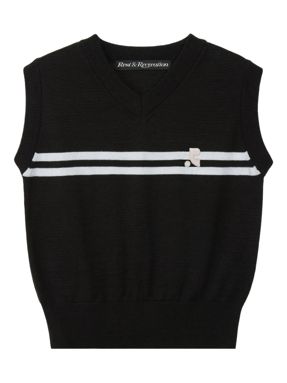 Rest&recreation Double-striped Knit Vest In Black