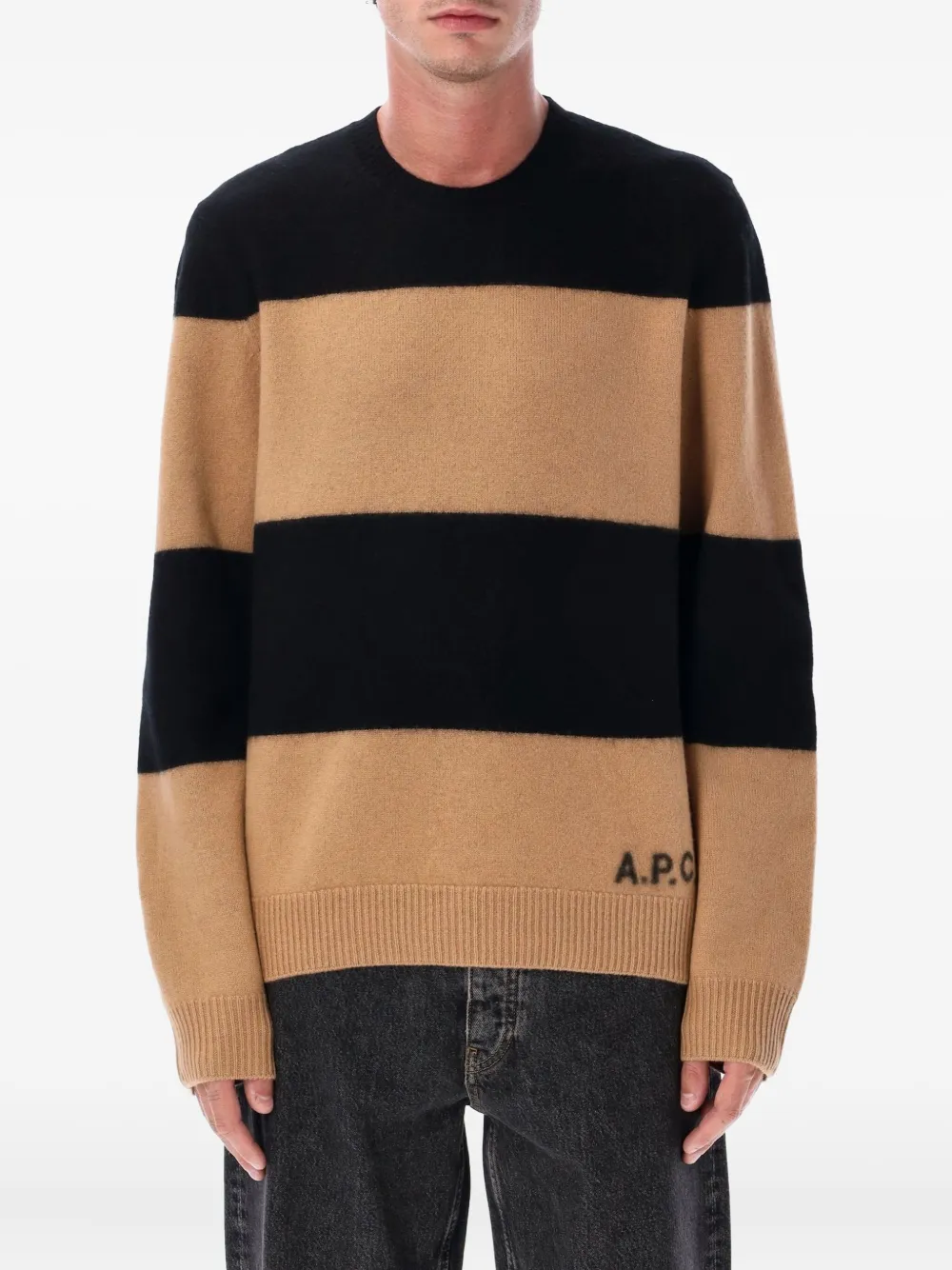 A.P.C. Edward stripe-detail wool sweater - ブラウン A.P.C. Edward stripe-detail wool sweater - ブラウン