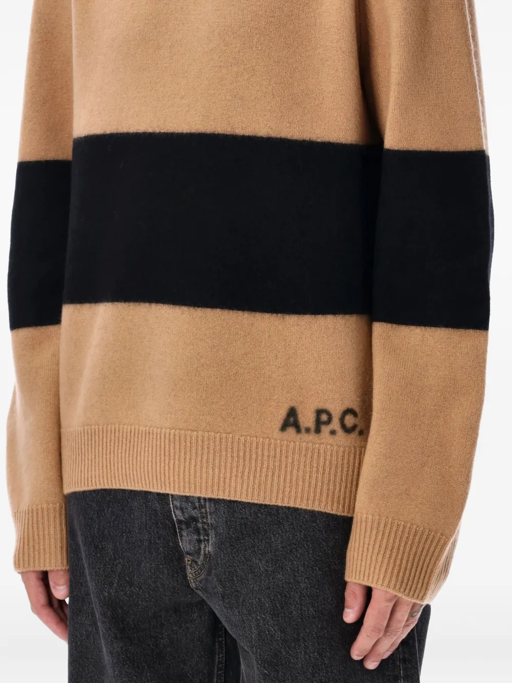 Apc A.p.c. A.p.c. Black And Beige Striped Sweater With Logo In Black