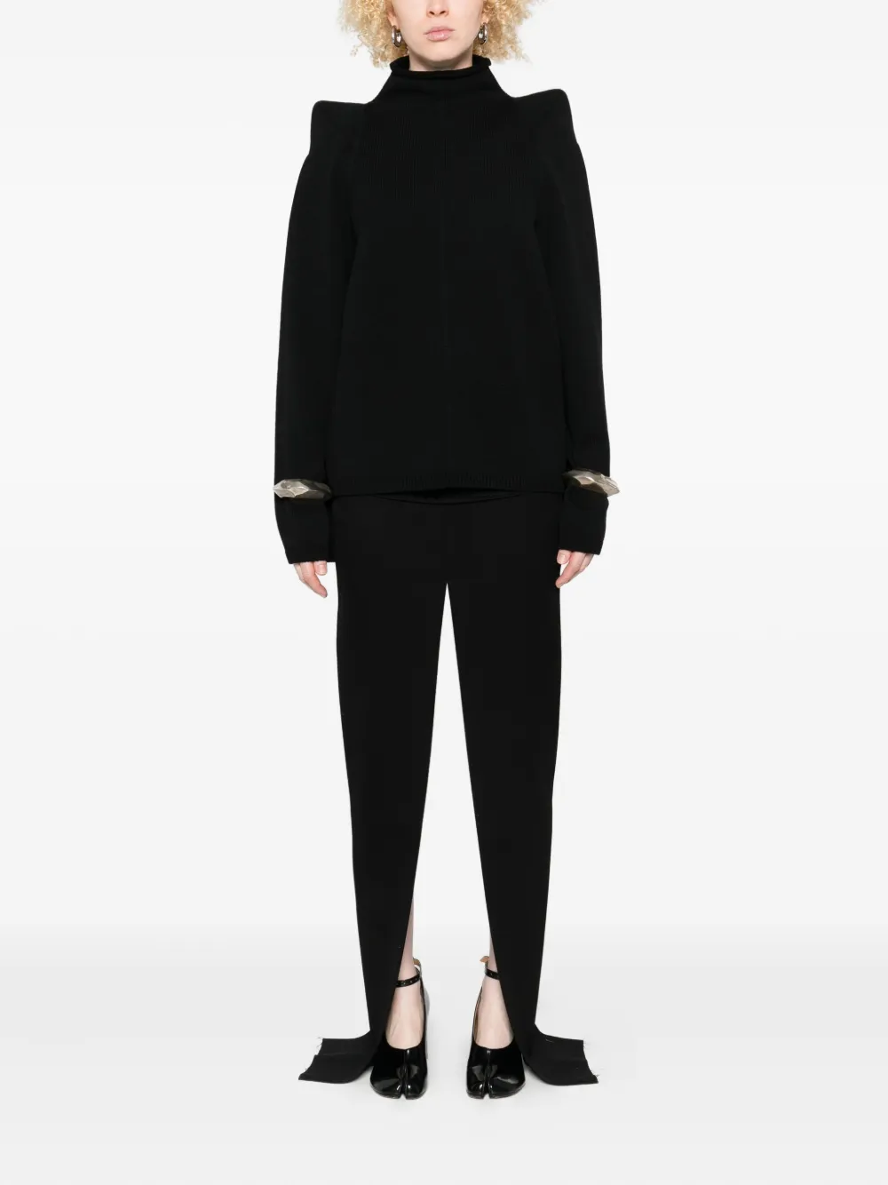 Rick Owens High-neck Wide-sleeve Sweater In Black