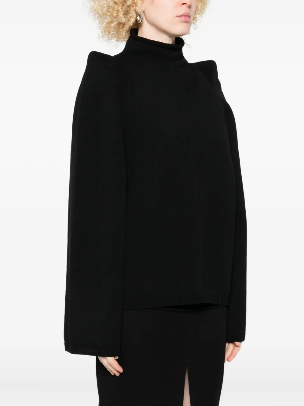Rick Owens High-neck Wide-sleeve Sweater In Black