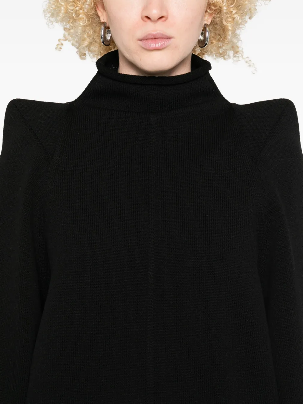 Rick Owens High-neck Wide-sleeve Sweater In Black