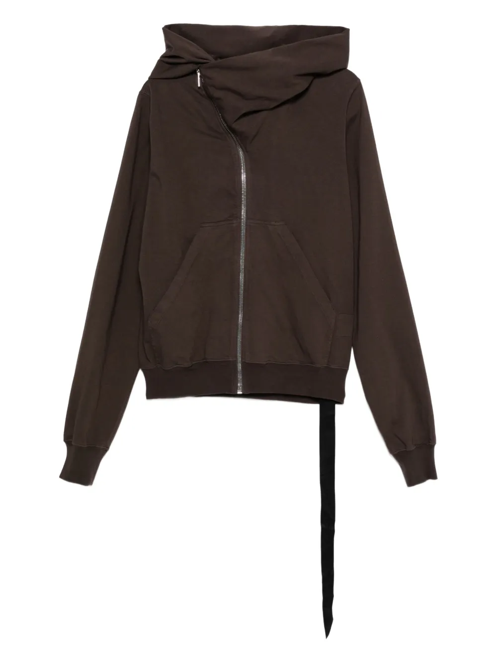 Rick Owens DRKSHDW asymmetric zip-fastening hoodie | Brown | Image 1