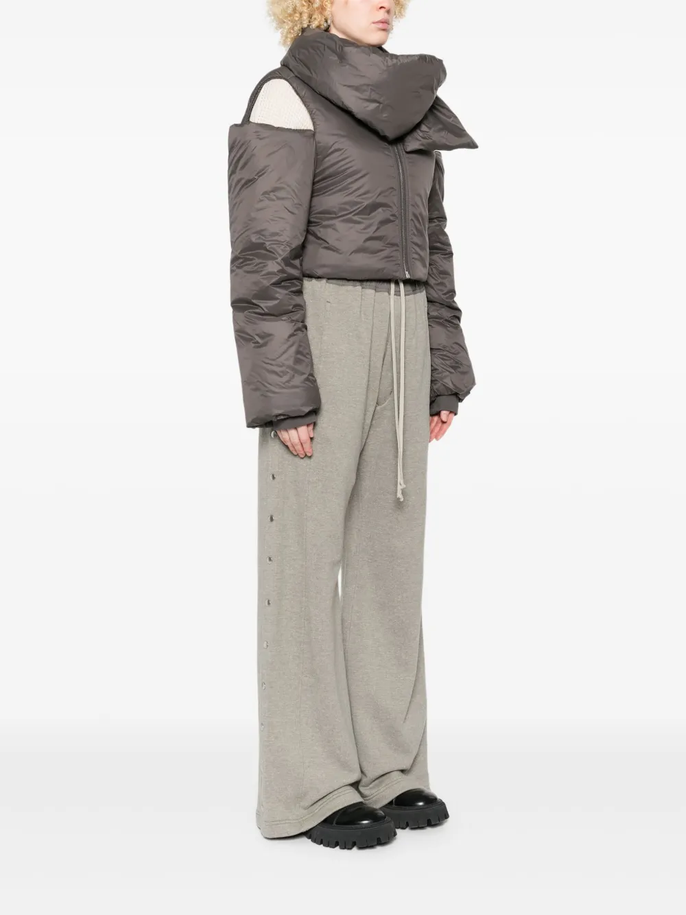 Rick Owens Drkshdw Zip-front Cropped Jacket In Silver