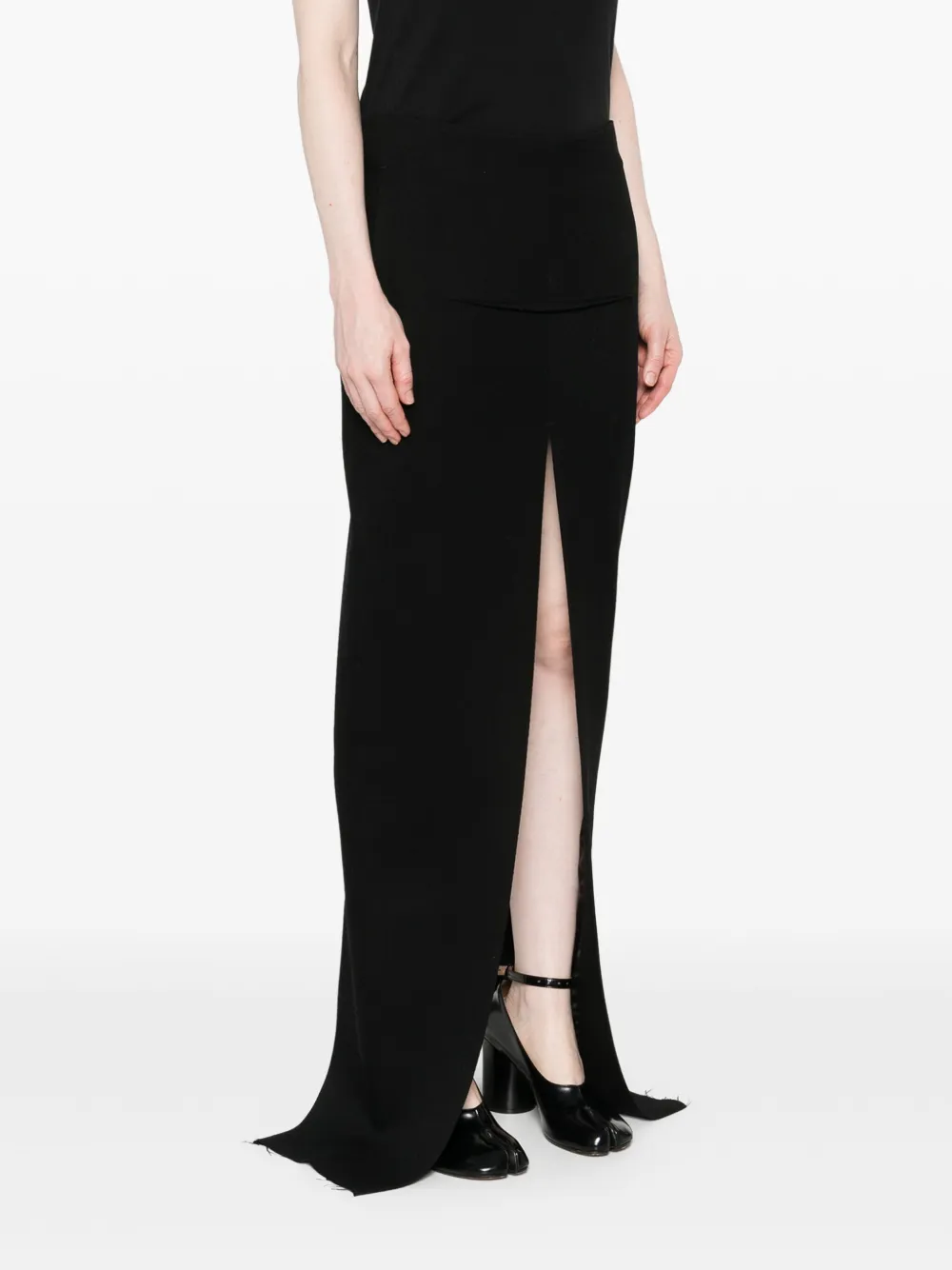 Rick Owens Side-slit Maxi Skirt In Black