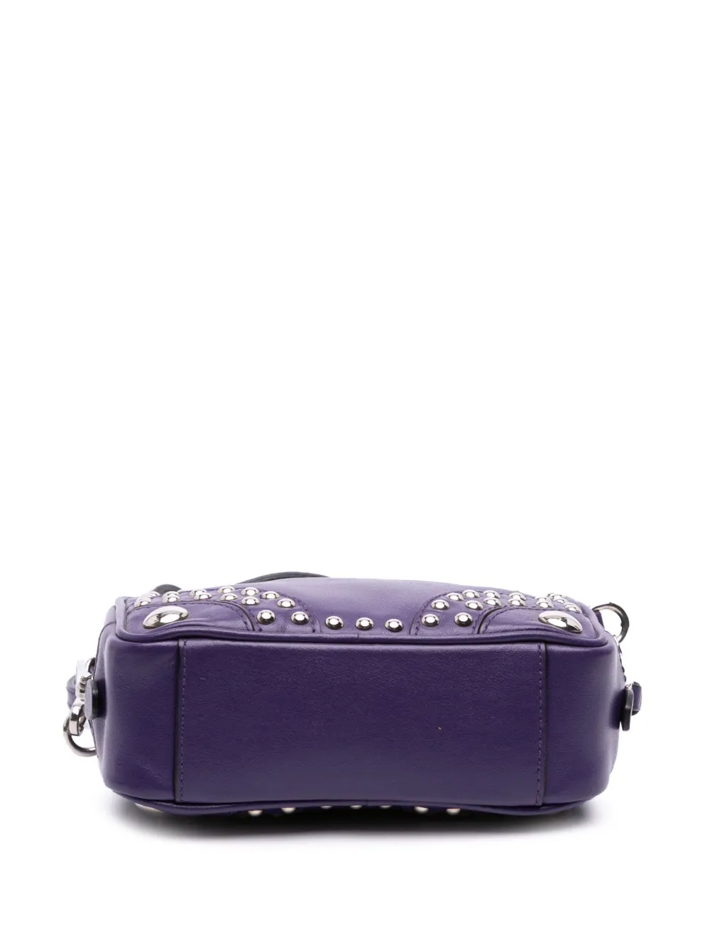 Pre-owned Prada 2000-2025 Mini Leather Studded Camera Bag Crossbody Bag In Purple