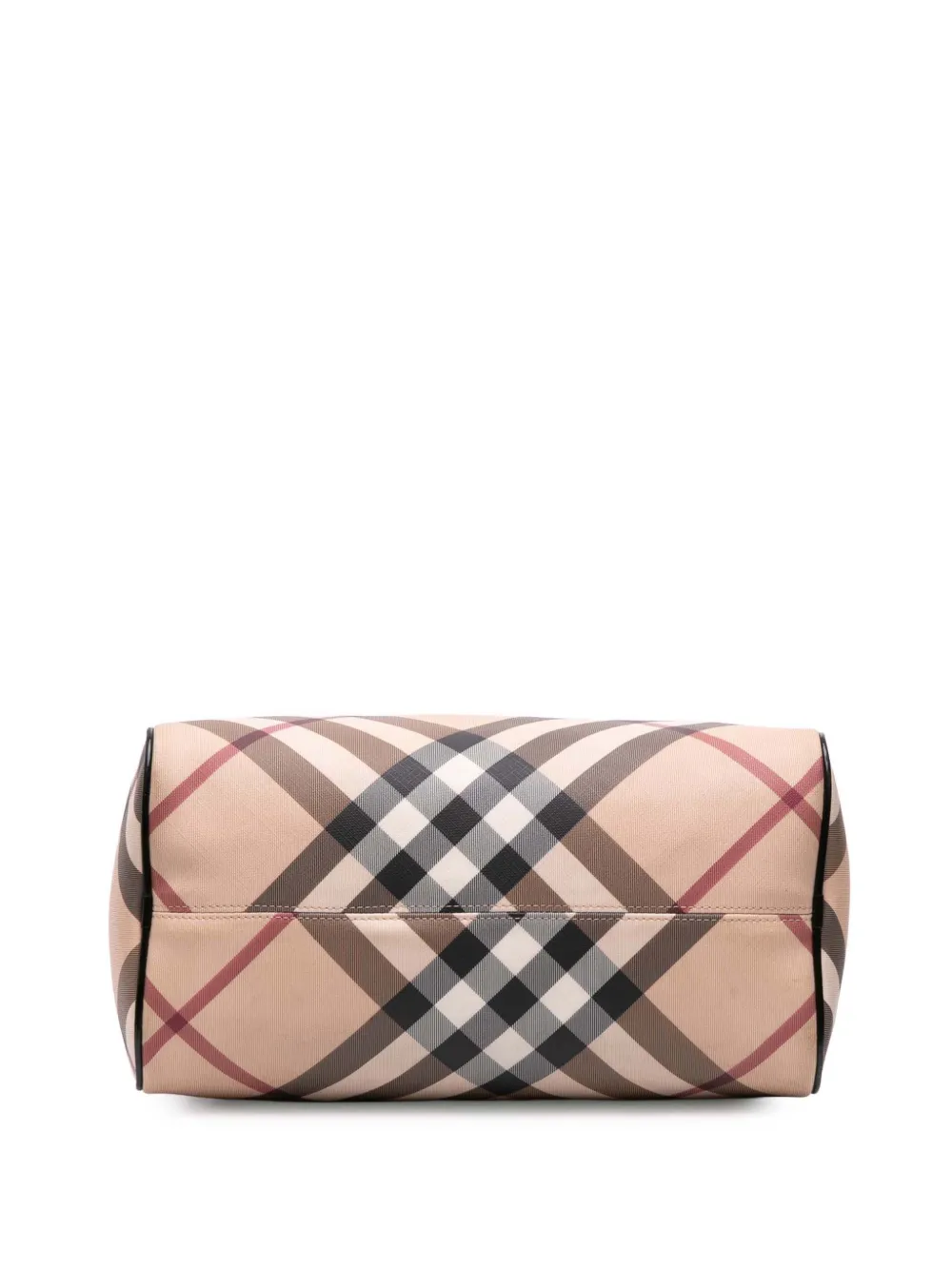 Pre-owned Burberry 2000-2017 Supernova Check Coated Canvas Boston Bag In Brown