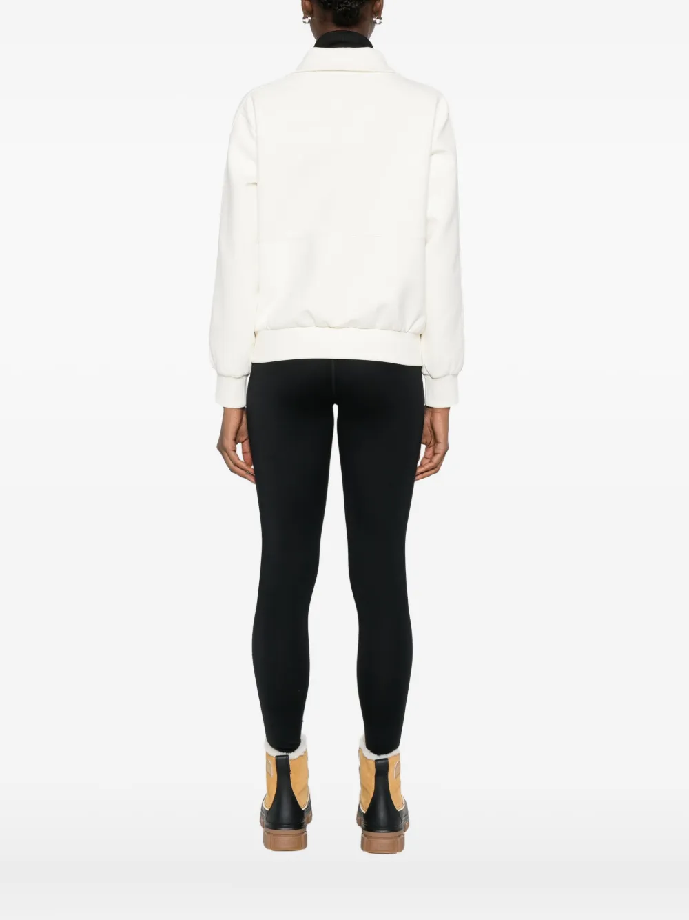 Moose Knuckles Mix Media Zip-front Sweatshirt In White