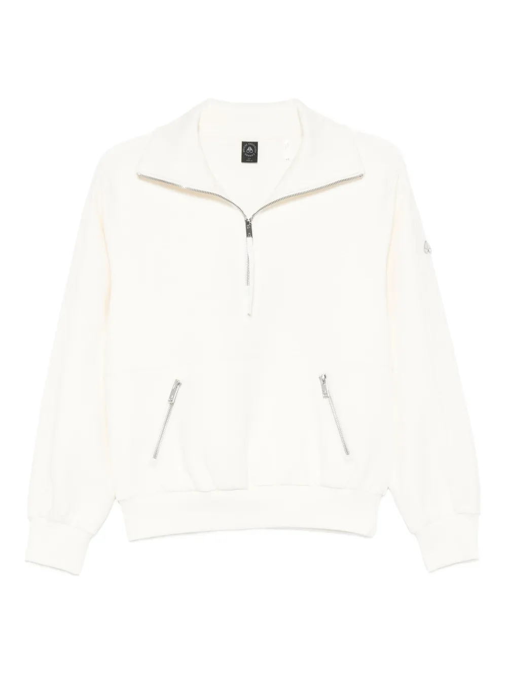 Moose Knuckles Mix Media zip-front sweatshirt | Neutrals | Image 1