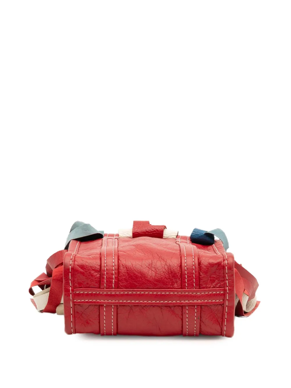 Pre-owned Balenciaga 2018 Xxs Lambskin Fringe Bazar Shopper Satchel In Red