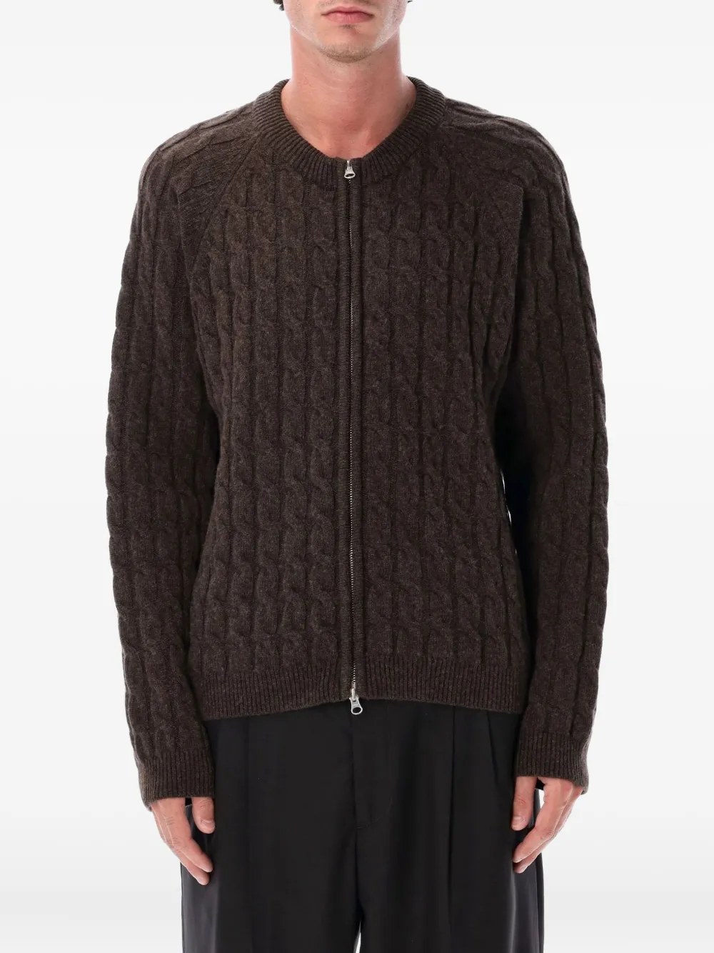 mfpen cable-knit zip cardigan | Brown | Image 1