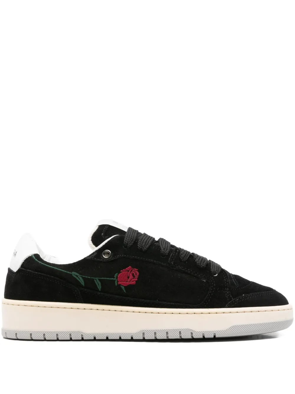 SANTHA Sneakers met geborduurde roos Zwart