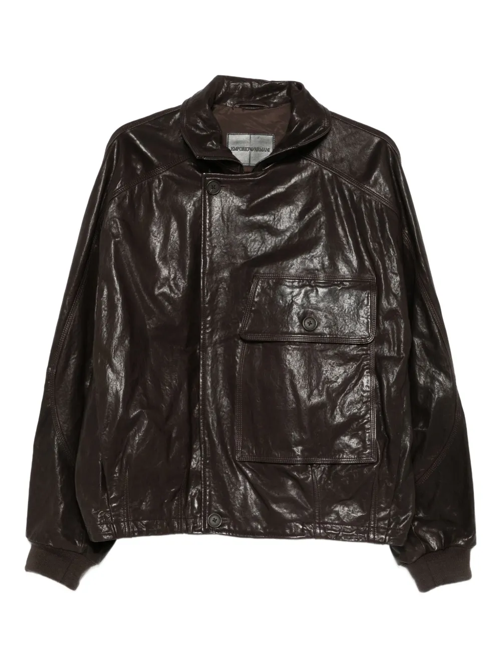 Emporio Armani patch-pocket leather jacket | Brown | Image 1