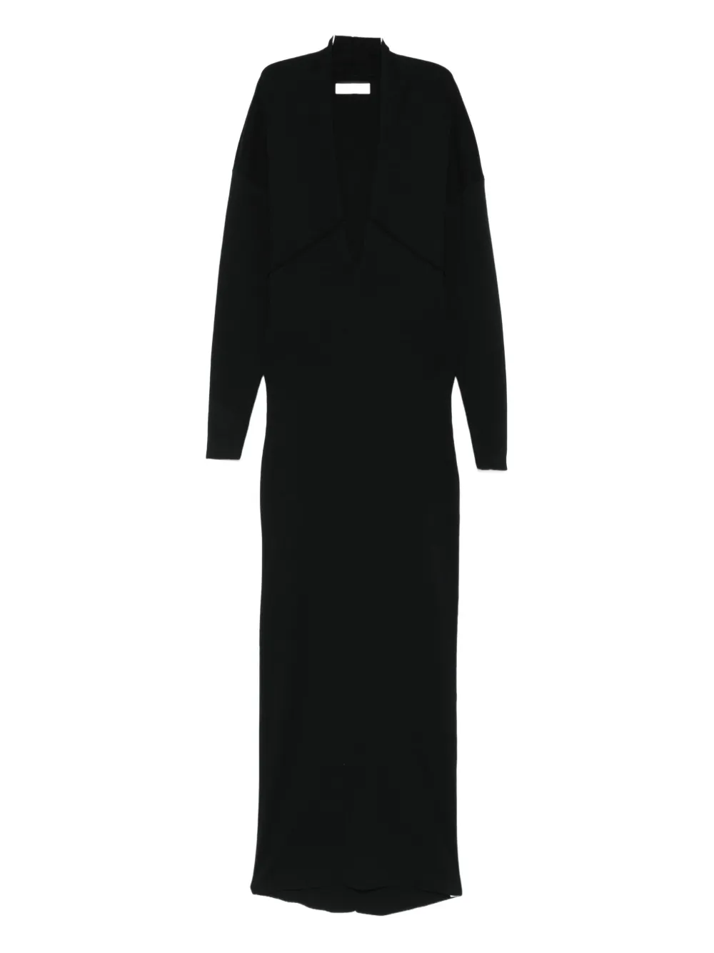 Entire Studios Long Dress With Deep V-neckline And Sleeves In Black
