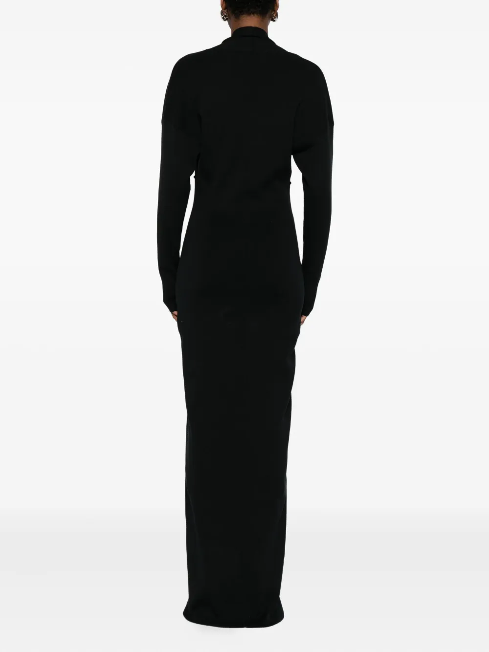 Entire Studios Long Dress With Deep V-neckline And Sleeves In Black