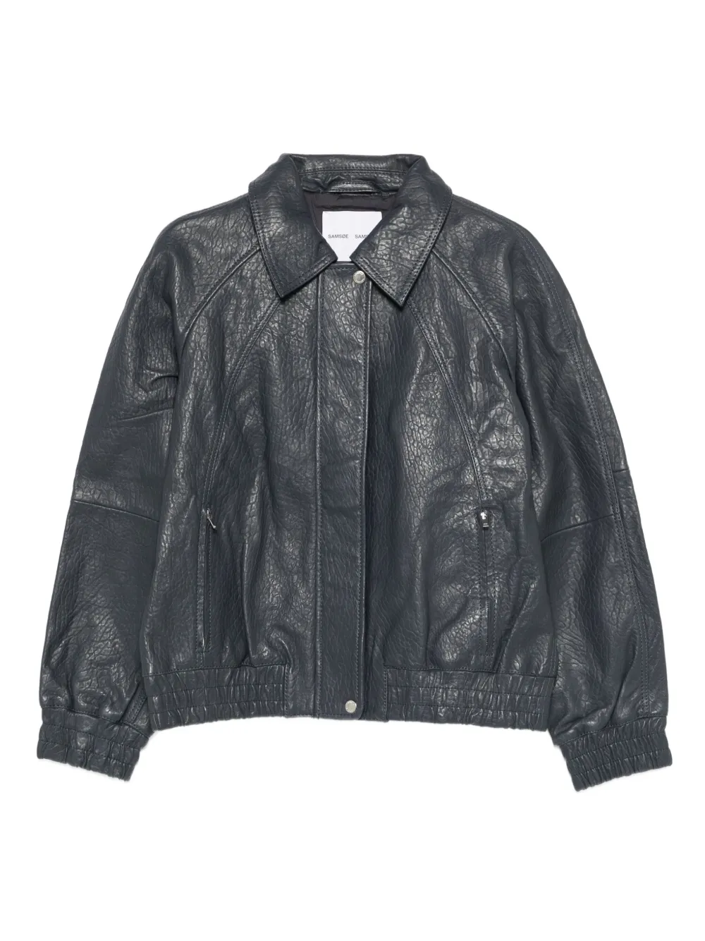 Samsoe & Samsoe Leather Coat In Blue