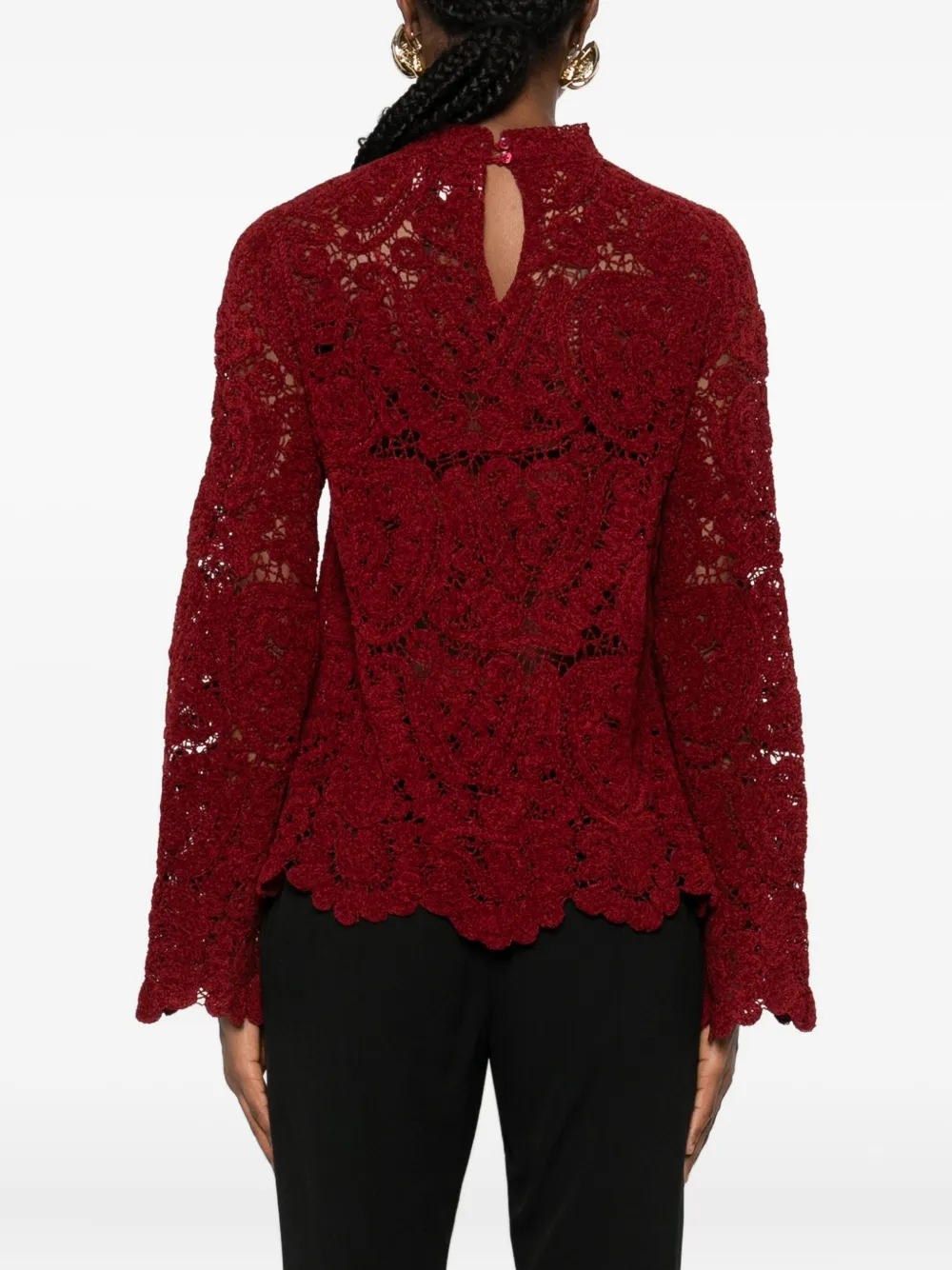 Loulou De Saison Wade Scalloped-lace Sweater In Red