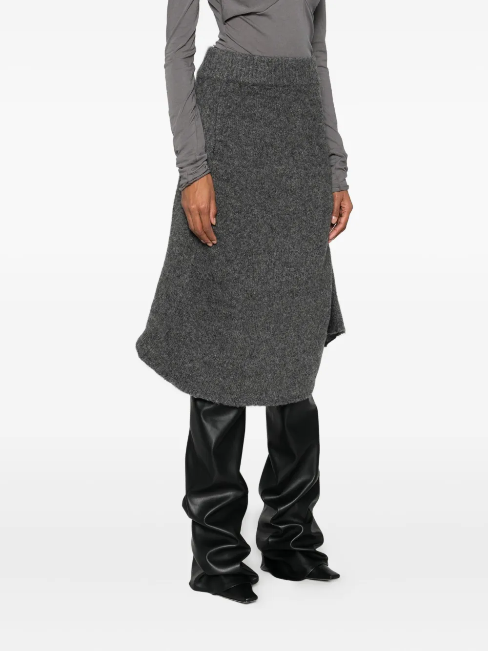 Entire Studios Ribbed A-line Skirt In Gray