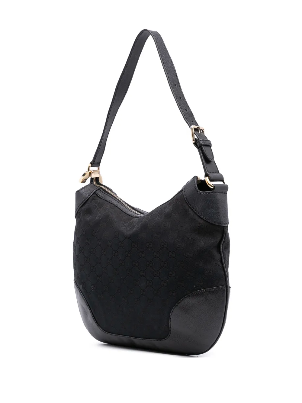 Pre-owned Gucci 2016-2025 Gg Canvas Charlotte Hobo Bag In Black