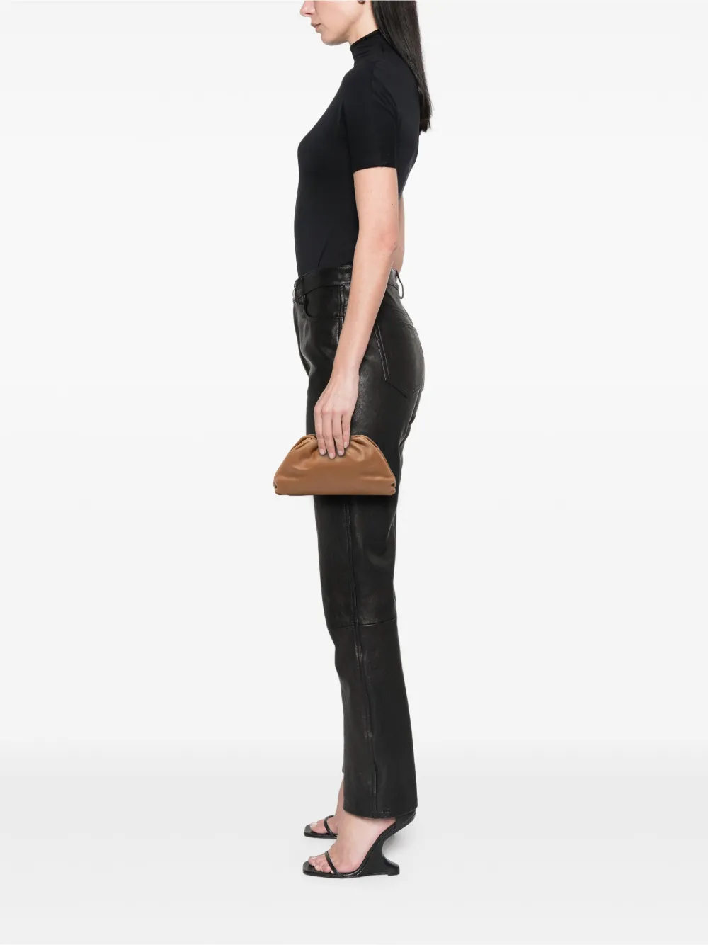Pre-owned Bottega Veneta 2012-2025 Lambskin The Mini Pouch Clutch Bag In Brown