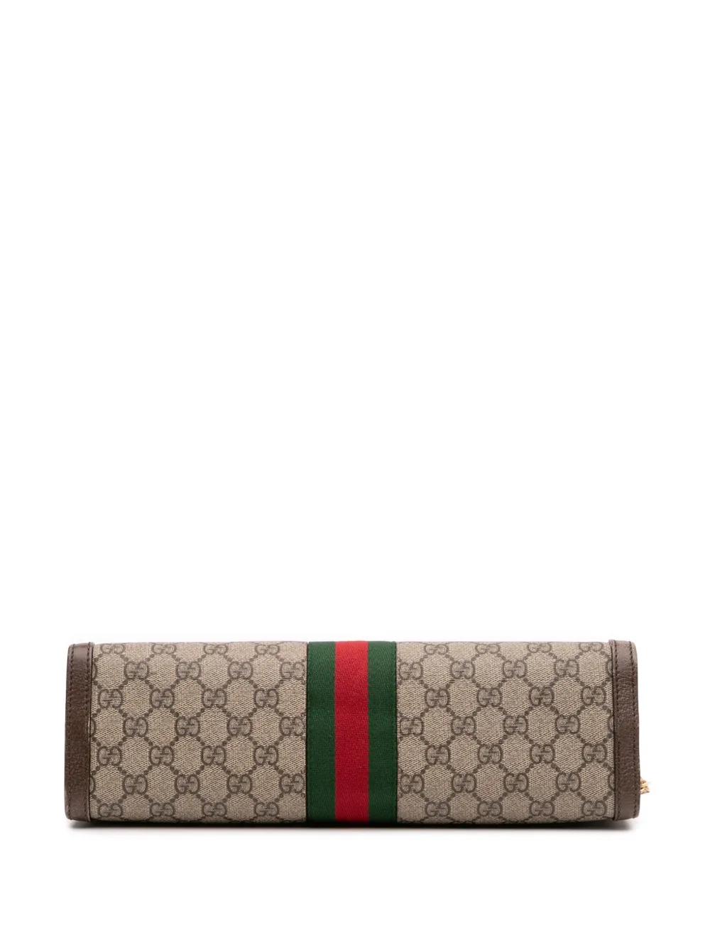 Pre-owned Gucci 2016-2025 Medium Gg Supreme Ophidia Web Chain Shoulder Bag In Brown